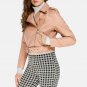Women  Leather Light Pink Jacket