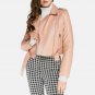 Women  Leather Light Pink Jacket