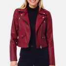 Women Motorcycle Dark Red Leather Jacket Women Motorcycle Dark Red Leather Jacket