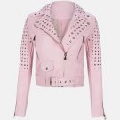 Women Pink Brando Studded Biker Jacket
