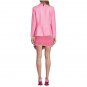 Women Pink Leather Peplum Jacket