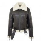 Women Sheepskin B3 Belted Aviator Black Leather Shearling Jacket Women Sheepskin B3 Belted Aviator Black Leather Shearling Jacket