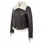 Women Sheepskin B3 Belted Aviator Black Leather Shearling Jacket