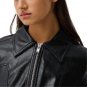 Women Shirt Collar Leather Black Jacket