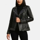 Women Studded Motorcycle Black Punk Leather Jacket Women Studded Motorcycle Black Punk Leather Jacket