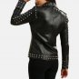 Women Studded Motorcycle Black Punk Leather Jacket