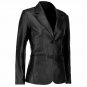 Women Two Button Black Leather Blazer