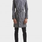 Mens Grey Zipper Trench Coat
