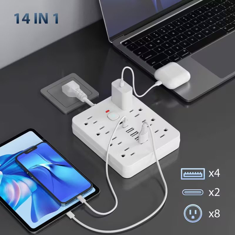 14-in-1 Heavy-Duty Power Strip with USB & USB-C Ports