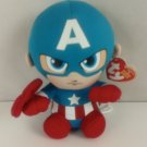 2021 Ty Beanie Babies 6” Marvel Caption America Stuffed Animal New With Tags