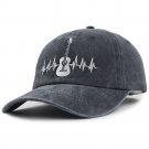 Guitar Heartbeat Embroidered Vintage Cotton Baseball Cap, Adjustable Hat for Men Women Guitar Heartbeat Embroidered Vintage Cotton Baseball Cap, Adjustable Hat for Men Women