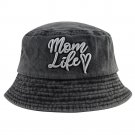 Mom Life Embroidered Bucket Hat, Washed Cotton Summer Sun Beach Fisherman Cap for Women