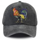 Black Rooster Hat for Men Women Embroidered Chicken Denim Baseball Caps