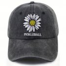 Pickleball Hat for Women, Ajustable Embroidered Daisy Washed Denim B