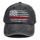 Distressed Veteran Hat, American Flag Embroidered Baseball Cap, Patriotic Adjustable Washed Cap