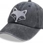 Fox Lover Baseball Cap, 3D Embroidered Adjustable Washed Cotton Wildlife Animal Hat