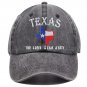Texas Lone Star State Hat, TX States Flag Map Shape Embroidered Adjustable Washed Baseball Cap