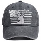 Embroidered Funny American Flag and Deer Skull Hunting Hat