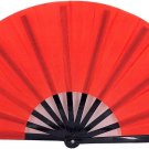 (Red )1PCS Large Red Folding Silk Hand Fan Hand Folding Fans Chinese Tai Chi Folding Fan