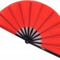 (Red )1PCS Large Red Folding Silk Hand Fan Hand Folding Fans Chinese Tai Chi Folding Fan