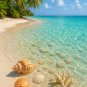 Tropical Beach Lagoon Wall Art Print | Coastal Seashell & Coral Ocean Decor