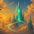 Citadel of the Luminous Skies Fantasy Art Print Bundle | Crystal City Cloudscape Wall Art