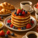 Sunlit Gourmet Morning Feast Wall Art – Modern Breakfast Food Photography Print