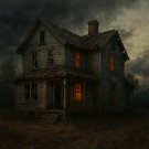 Haunted Abandoned House at Dusk Horror Art – Cinematic Gothic Farmhouse Wall Decor