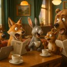 The Daily Grind Animal Café Art Print – Humorous Anthropomorphic Wall Art Decor