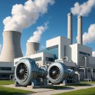 Modern Power Plant Landscape Art Print – Industrial Energy Scenery Wall Decor