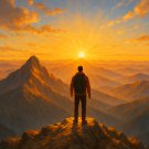 Inspirational Mountain Sunrise Wall Art Print – Modern Motivational Landscape Artwork