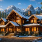 Alpine Hearth Grand Mountain Lodge Wall Art Print – Modern Rustic Winter Cabin Decor