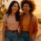 Golden Hour Best Friends Wall Art Print | Modern Love & Friendship Home Decor