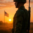 Military Soldier Sunrise Wall Art Print | Patriotic Modern Home & Office Decor