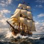 Sun-Caught Sails &acirc;�� Nautical Tall Ship 3D Art Print for High-Resolution Wall Art