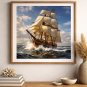 Sun-Caught Sails &acirc;�� Nautical Tall Ship 3D Art Print for High-Resolution Wall Art