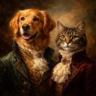 Velvet Whispers of the Gilded Companions – Dark Fairytale Pet Portrait Art Print Set