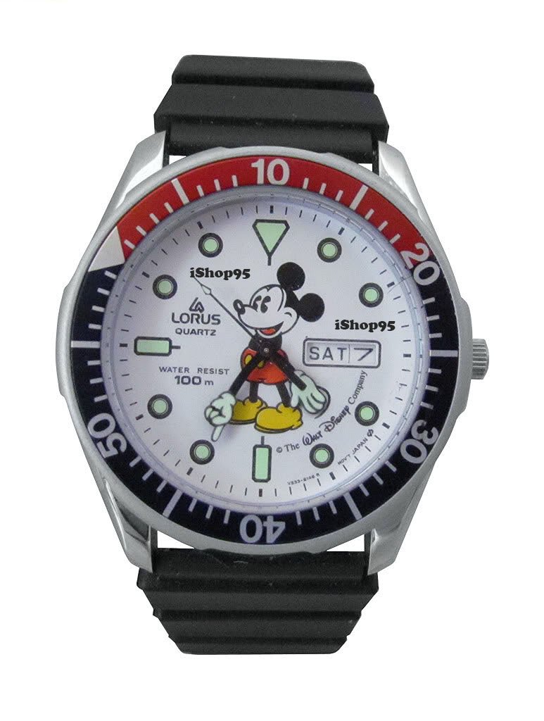 Vintage Disney Lorus Mickey Mouse Day Date Diver Watch