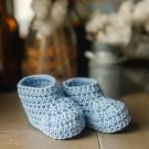 Crocheted Baby Shoes - Medium blue Crocheted Baby Shoes - Medium blue