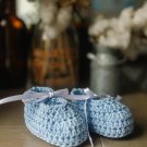 Crocheted Baby Bow-tie Shoes - Baby Blue