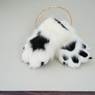 Black and White Star Pattern Handpaws – Faux Fur Cosplay Gloves, Unique Furry Costume Accessory
