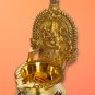 Kamakshi Brass Diya with Sugarcane Design, SIZED - 15.5 cm high, Traditional Pooja Oil Lamp