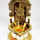 Kamakshi Brass Diya with Sugarcane Design, BIG SIZED - 18.2 cm high, Traditional Pooja Oil Lamp