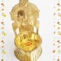 Kamakshi Brass Diya with Sugarcane Design, BIG SIZED - 18.2 cm high, Traditional Pooja Oil Lamp