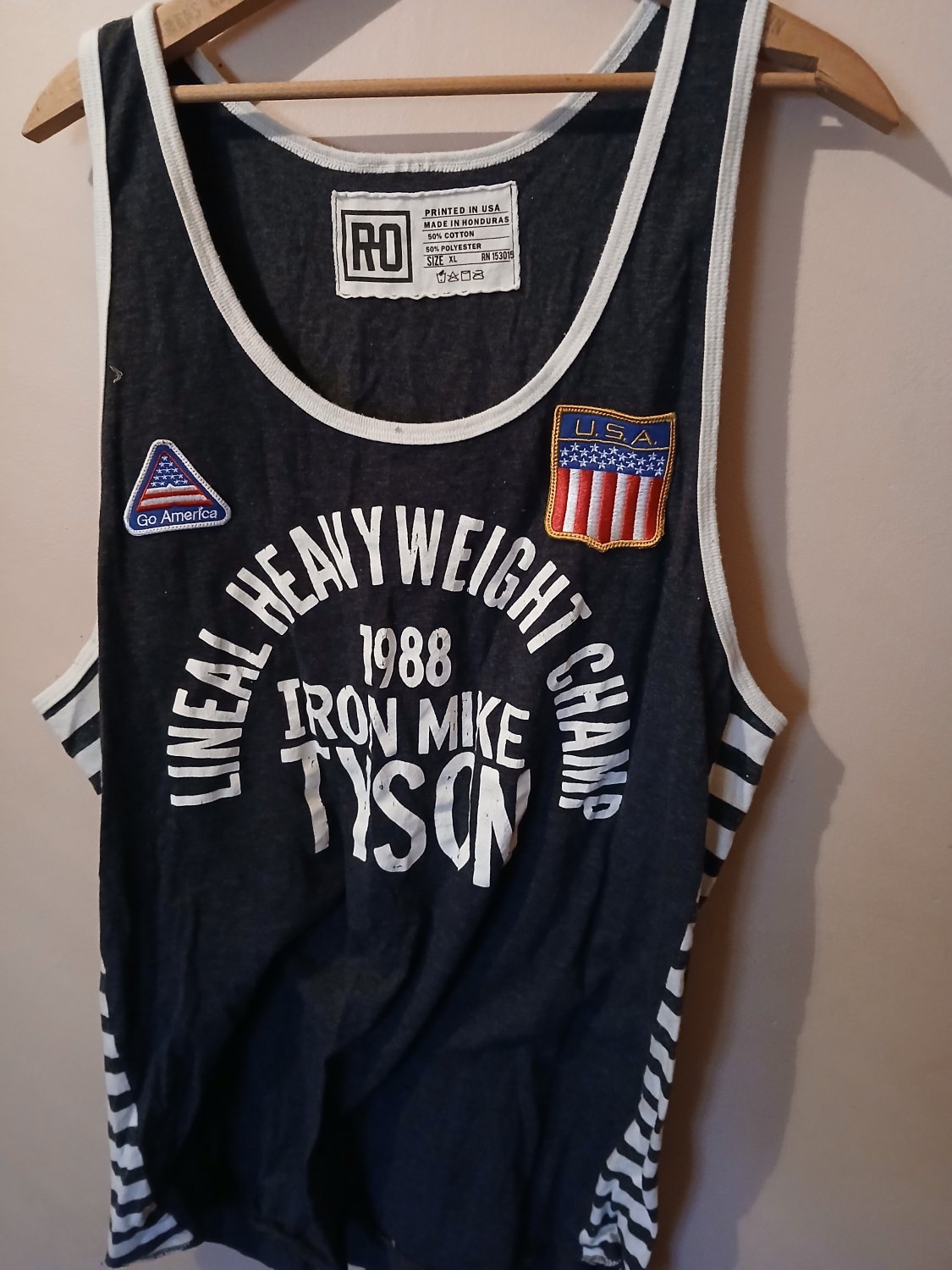 Rare Roots of Fight Iron Mike '88 Triblend Striped Tank Mike Tyson Size XL