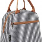 FlowFly Insulated Lunch Cooler Bag - Tote Bag Organizer for Women/Men, White&Black Stripe