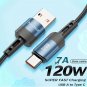 120W USB A to USB C Cable 7A Fast Charging Braided Data Charger Cord USG