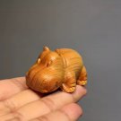 Handmade Mini Wooden Hippopotamus Figurine – Cute Solid Wood Desk Decoration
