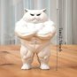 Mini Muscle Cat Figurine &acirc;�� Funny Decorative Animal Statue for Desk or Shelf