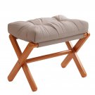 Folding Bamboo Ottoman Stool – Upholstered Footrest for Living Room or Bedroom